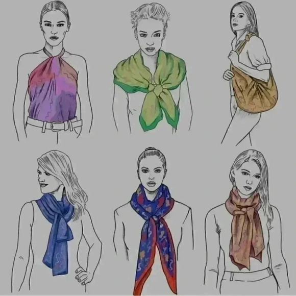 🆕Luxury Satin Print Scarf  90cmx90xm - Picture 5 of 15